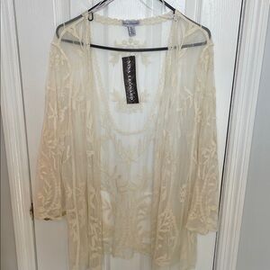 Nina Leonard Mesh Lace Cardigan